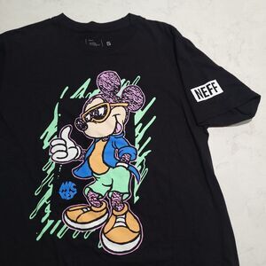 Neff x Disney Mickey Mouse Thumbs Up Graphic Black T-Shirt SMALL NWOT